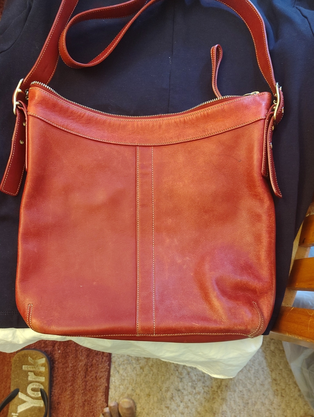 Coach Leather Shoulder Bag in Rich Red